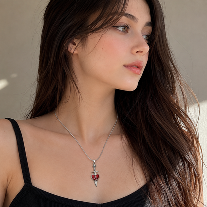 🗡️ Broken Heart Skull Dagger Pendant Necklace for Women
