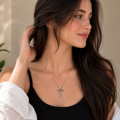 🎀 Minimalist Bow Pendant Necklace for Women