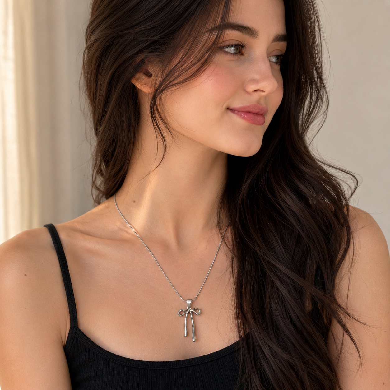 🎀 Minimalist Bow Pendant Necklace for Women