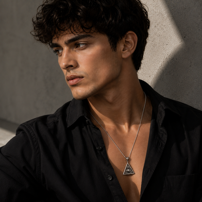Illuminati Eye Triangle Pendant Necklace for Men