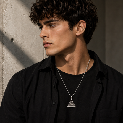 Illuminati Eye Triangle Pendant Necklace for Men