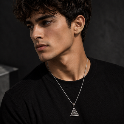 Illuminati Eye Triangle Pendant Necklace for Men
