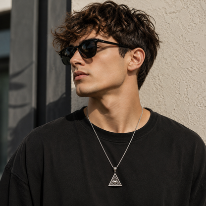 Illuminati Eye Triangle Pendant Necklace for Men