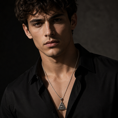 Illuminati Eye Triangle Pendant Necklace for Men