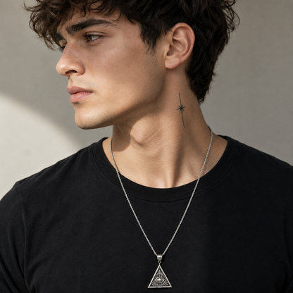 Illuminati Eye Triangle Pendant Necklace for Men