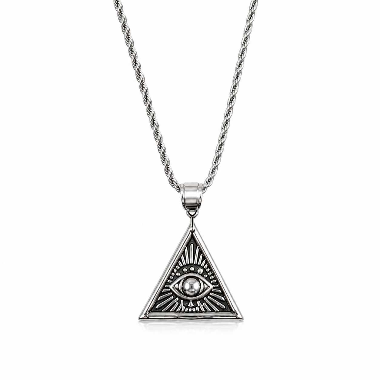 Illuminati Eye Triangle Pendant Necklace for Men