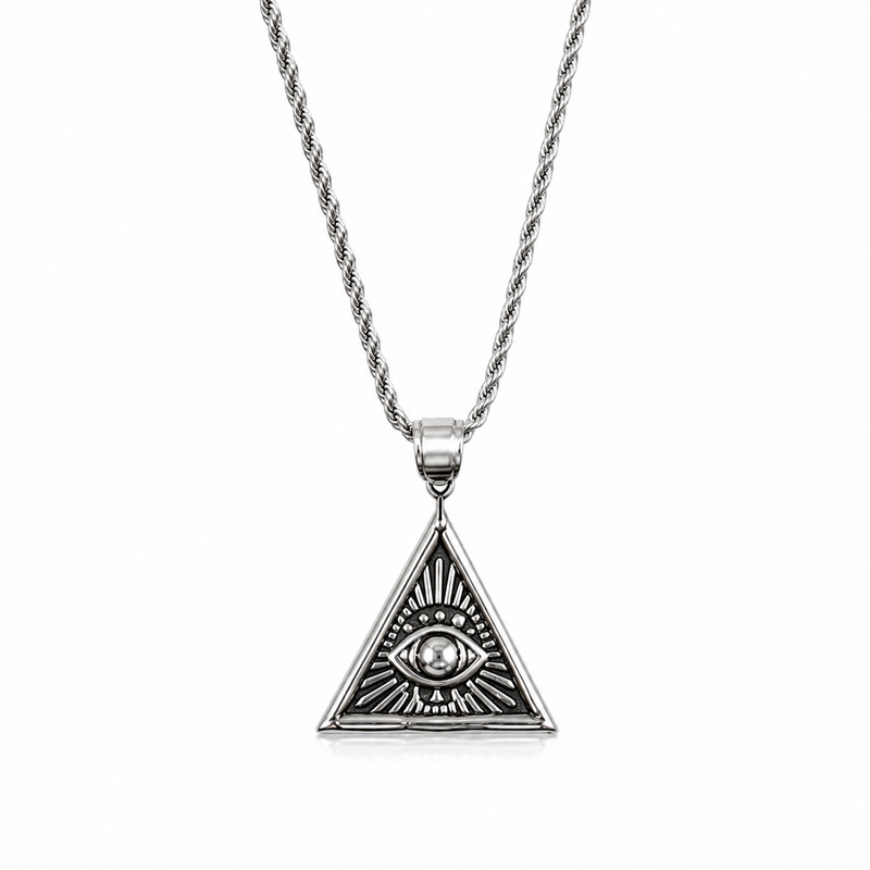 Illuminati Eye Triangle Pendant Necklace for Men