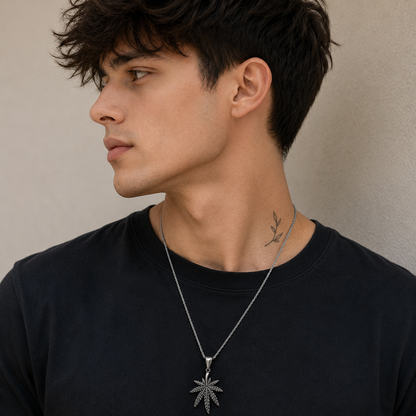 Zyvor Stainless Steel Leaf Pendant Necklace for Men