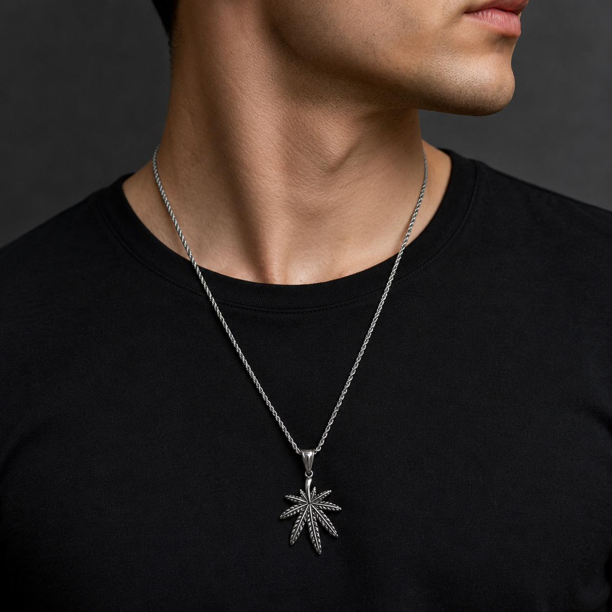 Zyvor Stainless Steel Leaf Pendant Necklace for Men