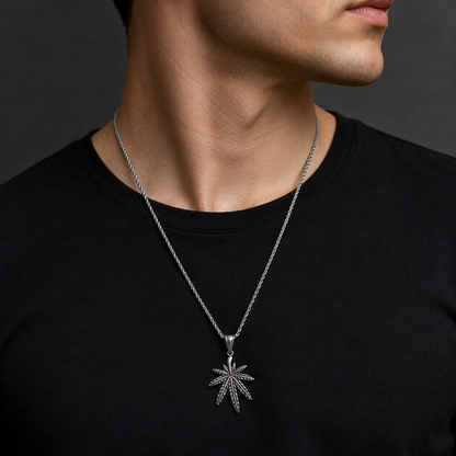 Zyvor Stainless Steel Leaf Pendant Necklace for Men