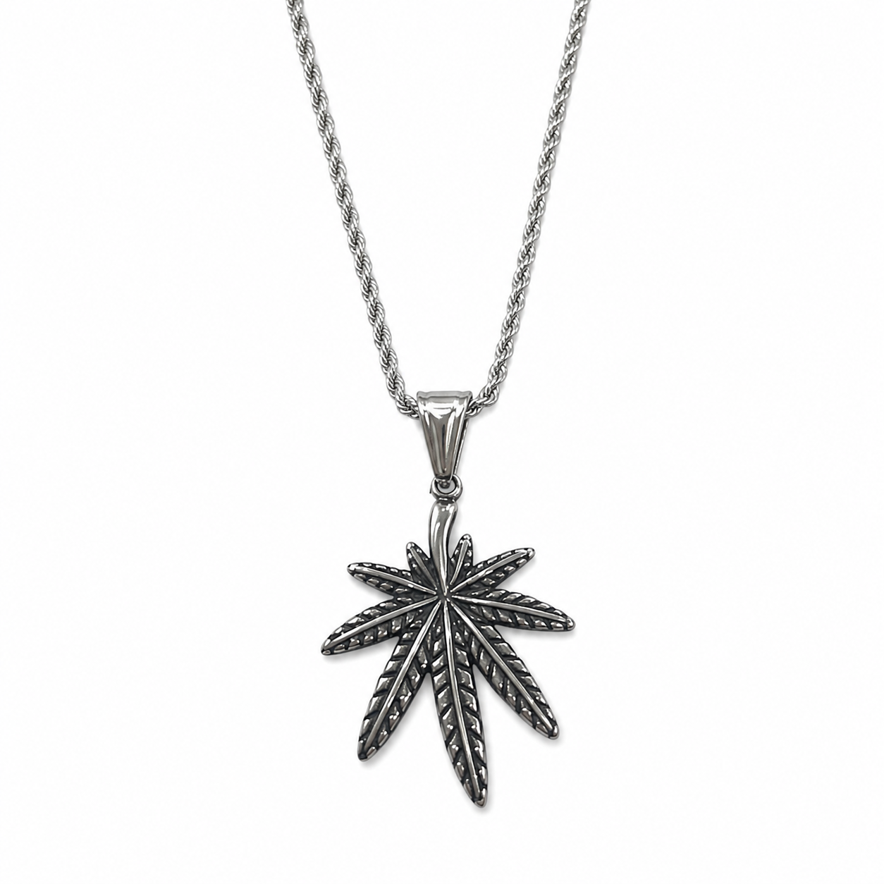 Zyvor Stainless Steel Leaf Pendant Necklace for Men
