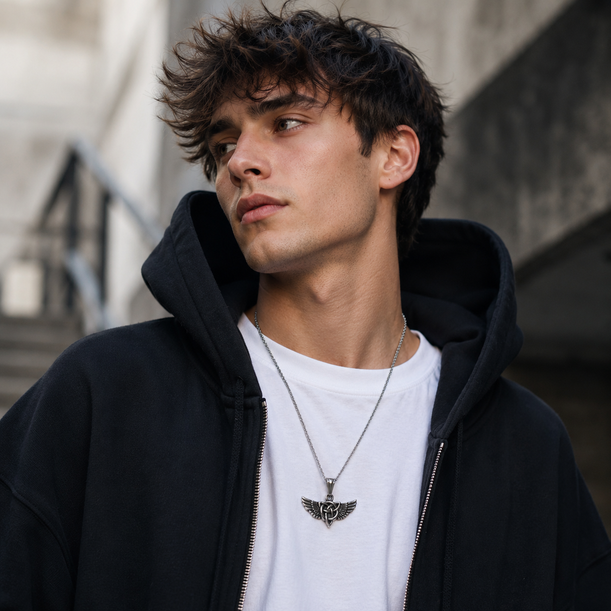 Viking Wing Pendant Necklace for Men