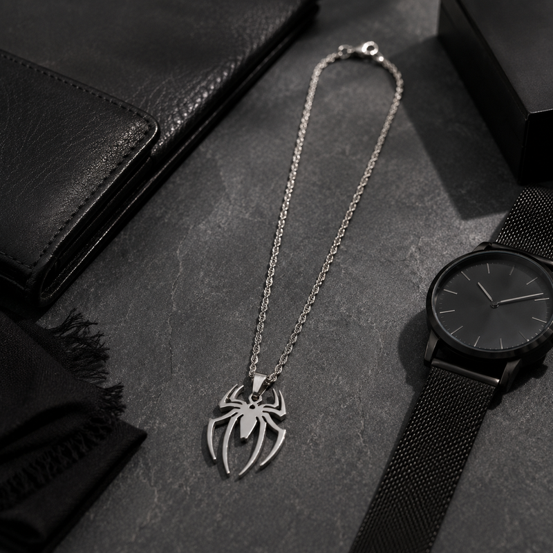 Spider Stainless Steel Pendant Necklace for Men