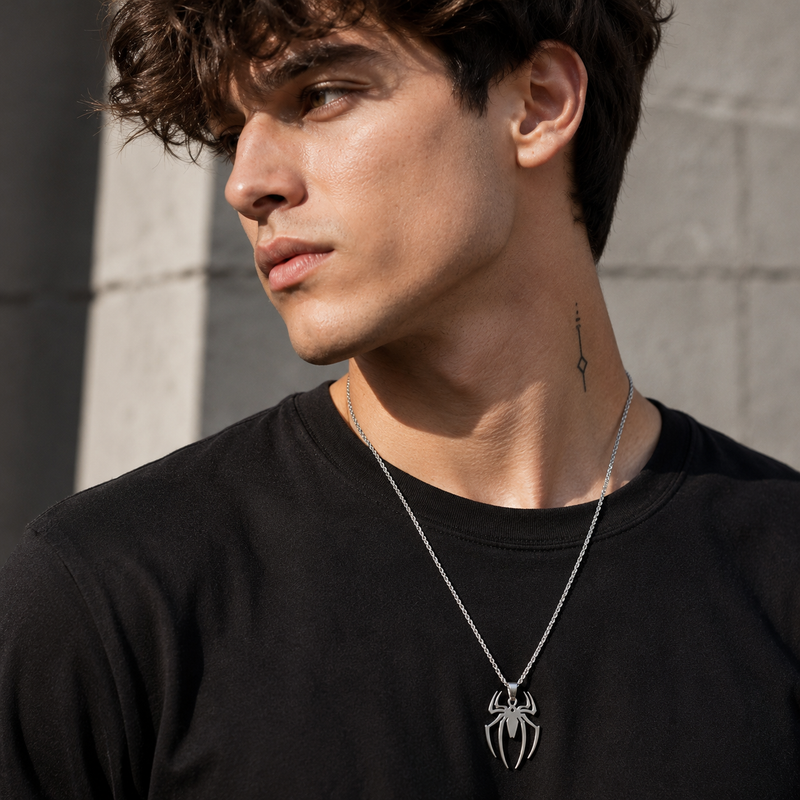Spider Stainless Steel Pendant Necklace for Men