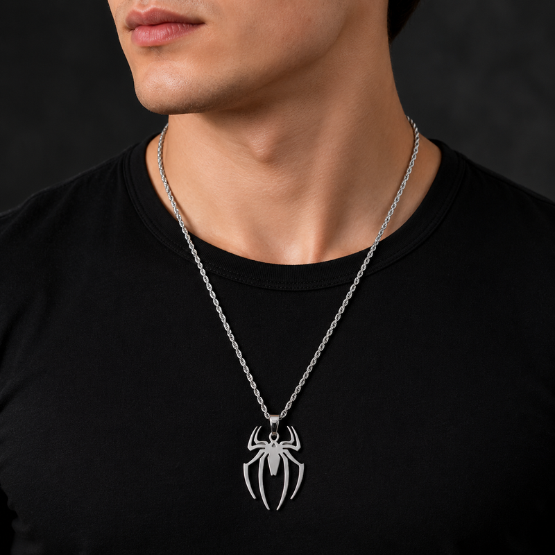 Spider Stainless Steel Pendant Necklace for Men