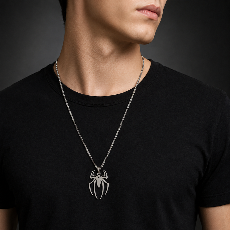 Spider Stainless Steel Pendant Necklace for Men