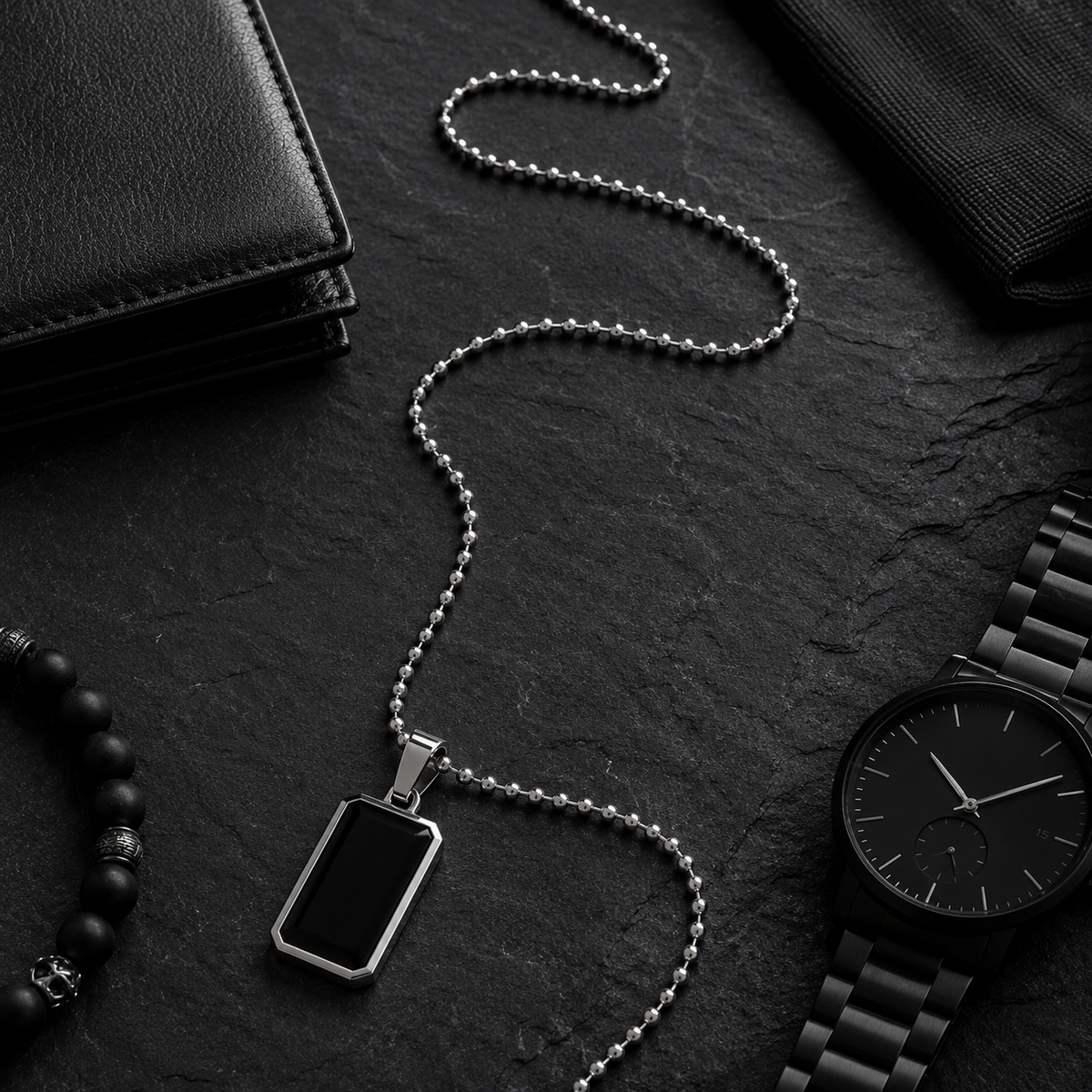 Zyvor Noir Edge Black Onyx Pendant Necklace