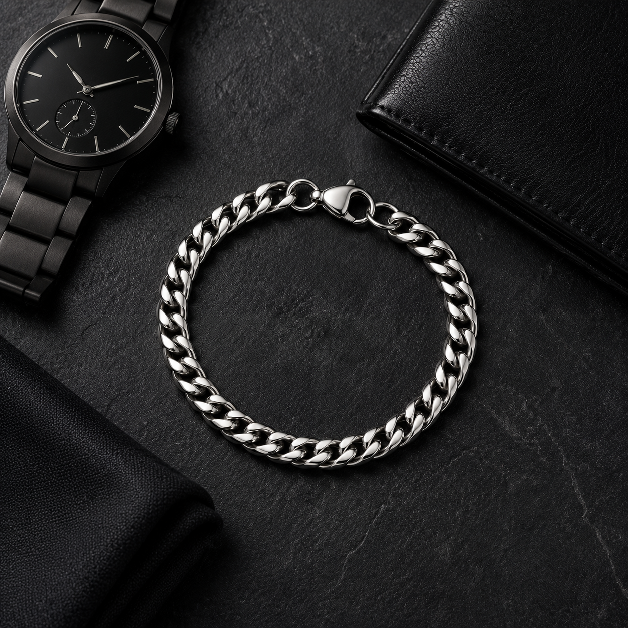 Classic Silver Cuban Chain Bracelet | Tarnish Resistant Stainless Steel