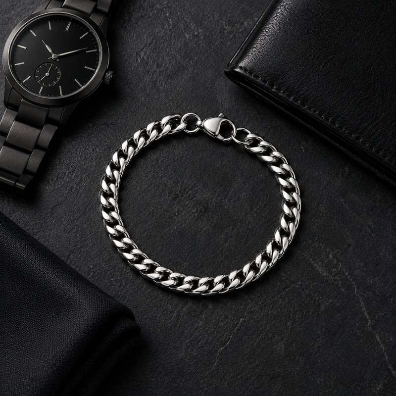 Classic Silver Cuban Chain Bracelet | Tarnish Resistant Stainless Steel