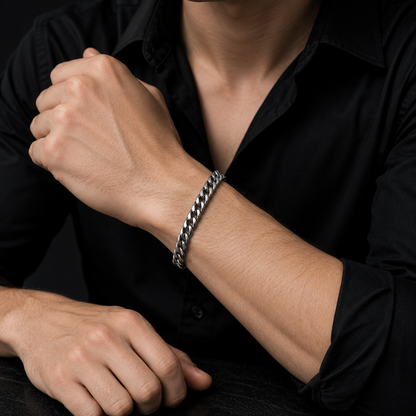 Classic Silver Cuban Chain Bracelet | Tarnish Resistant Stainless Steel