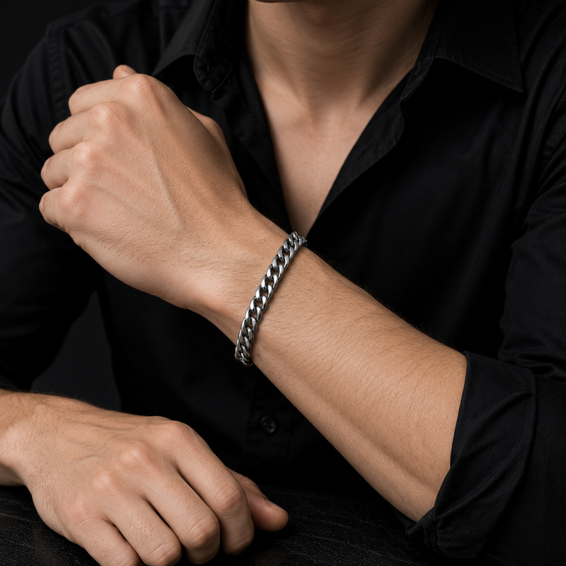 Classic Silver Cuban Chain Bracelet | Tarnish Resistant Stainless Steel