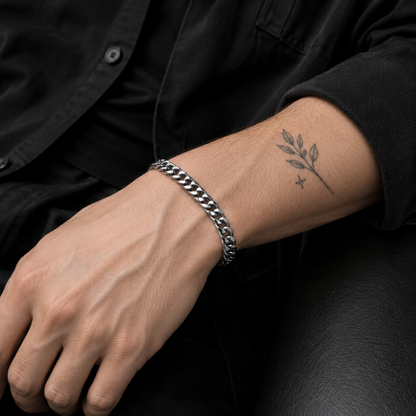 Classic Silver Cuban Chain Bracelet | Tarnish Resistant Stainless Steel