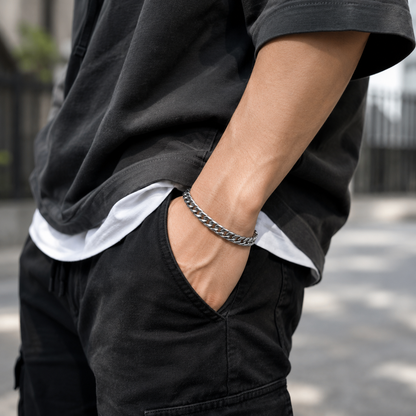 Classic Silver Cuban Chain Bracelet | Tarnish Resistant Stainless Steel