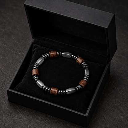 Classic Hematite & Wooden Stretch Bracelet