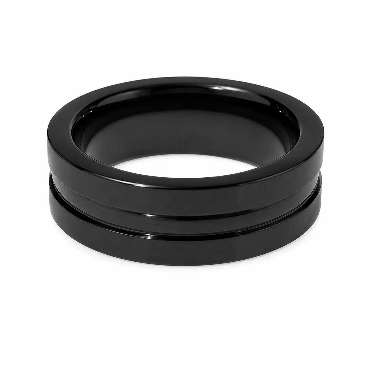 Dual Flash Eclipse Black Stainless Steel Ring
