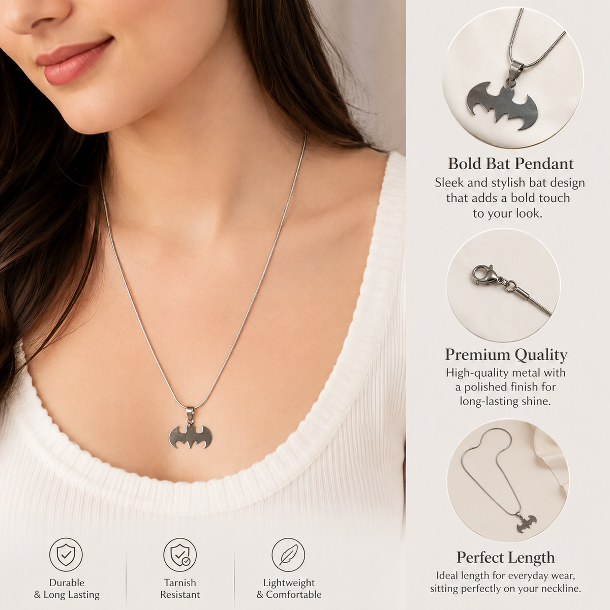 Dark Knight Bat Stainless Steel Pendant Necklace