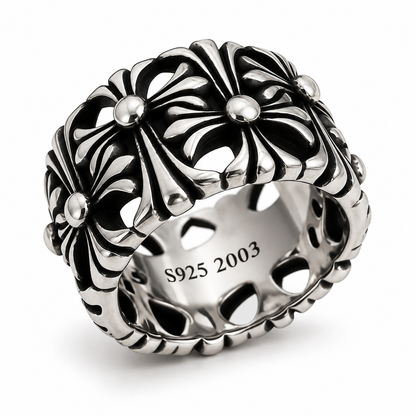 Gothic Cross Band Ring – 925 Sterling Silver Christian Ring for Men