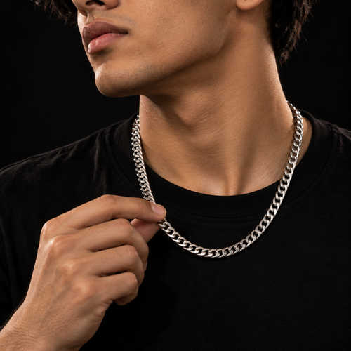 Zyvor Men's Stainless Steel Curb Chain Necklace | Stylish Neck Chain for Men & Boys