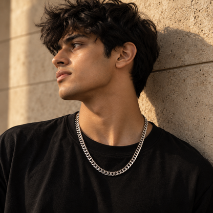 Zyvor Men's Stainless Steel Curb Chain Necklace | Stylish Neck Chain for Men & Boys