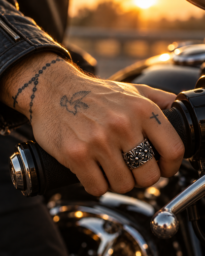 Gothic Cross Band Ring – 925 Sterling Silver Christian Ring for Men