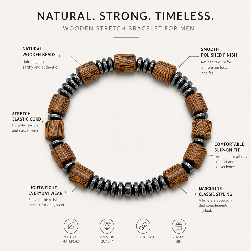 Heritage Wood & Hematite Bracelet